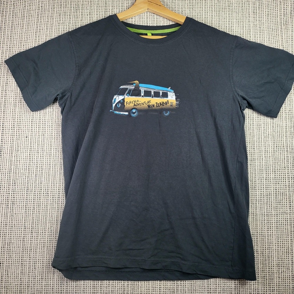 Wild Kiwi Shirt Mens Large Forever Adventure‎ New Zealand Kiwi Bus Graphic Tee
